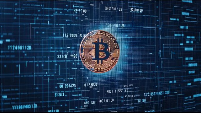 Digital currency bitcoin cryptocurrency blockchain technology investment future financial revolution.