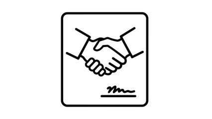 Handshake icon with signature representing agreement, partnership, and business deal