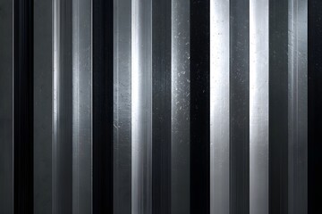 Metallic silver and black vertical stripes, modern industrial design for sleek aesthetics
