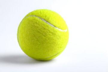 Bright yellow tennis ball with detailed texture isolated on white for a sporty image
