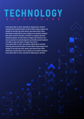 Abstract background depicting innovation and future technology. A hexagonal outline in the bottom right corner, with illuminated intersections and various elements. Text is present in the top left.