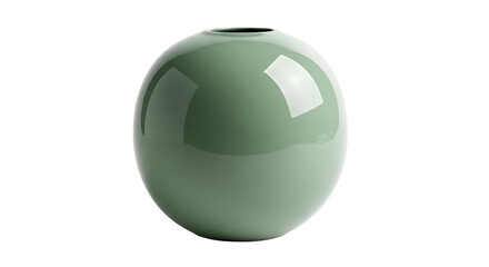 Elegant Green Ceramic Vase with Smooth Glaze on White Background.