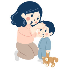 Mother Comforting Sick Child