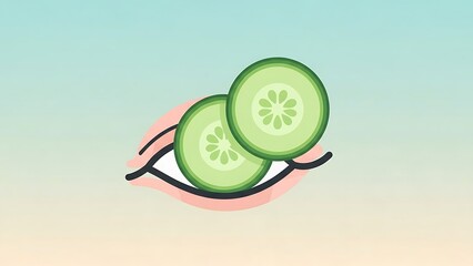 Refreshing Cucumber Slices on Eye for Skincare and Beauty.