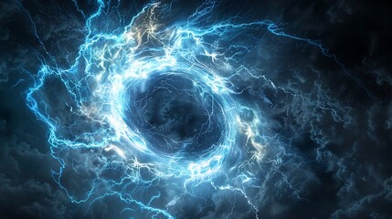 Fototapeta premium Electric shockwave expanding outward in perfect circle
