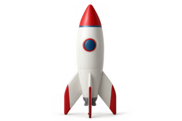 Toy rocket, spaceship or startup concept illustration, launching new business into space, starting project, achieving success