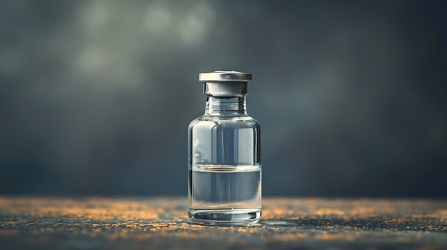 Medical ampoule glass vial with clear liquid