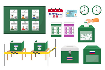 Thailand election vector design 2026, collection of election day elements.