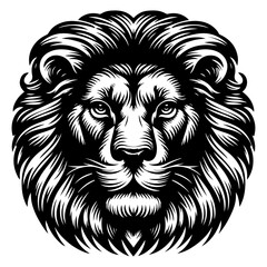 Fierce Lion Head Vector Illustration for Logo Tattoo and Wildlife Design