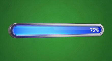 Progress bar at 75 percent on green background