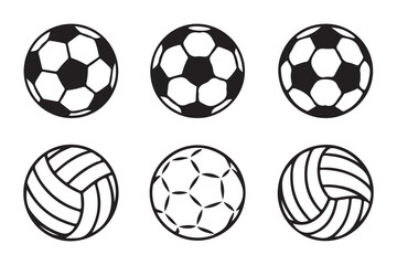 Soccer ball icons set, Vector icon, Line art Vector, Doodle Icon vector illustration on white background