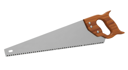 Hand Saw with Wooden Handle Isolated on White Background.