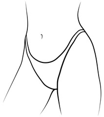 Woman swimsuit bikini panties hand drawn