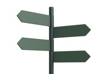 Blank signpost showing multiple directions and options, concept of difficult choice, navigation, guidance, and future path