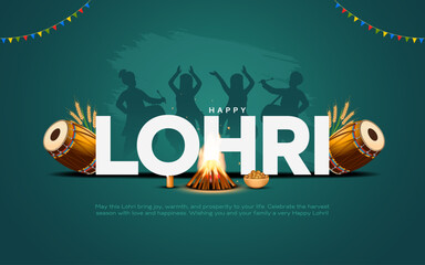 Happy Lohri festival of Punjab India background. Creative vector illustration design for banner, poster.