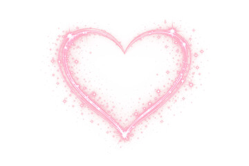 Glowing Pink Heart Made of Light and Sparkles, Transparent PNG