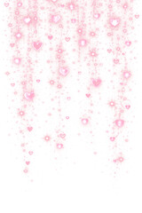 Fototapeta premium Love Rain Effect with Glowing Pink Hearts and Sparkles, PNG