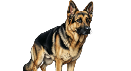 Majestic German Shepherd Standing Tall in Digital Art.