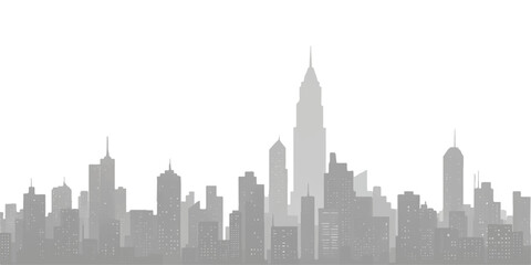 Seattle city skyline silhouette with buildings and skyscrapers in a black and white urban architecture illustration