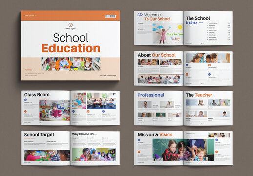Education Brochure Template Design Layout Landscape