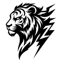 Thunder tiger head silhouette vector design