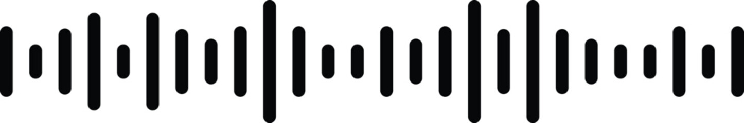 Sound wave pattern audio visualization graphic abstract equalizer bars for music or voice recording isolated on white