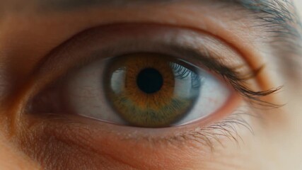 Close up of a human eye with detailed iris and eyelashes