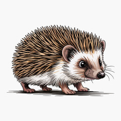 This charming illustration showcases a cute hedgehog with quills and expressive features, emphasizing its endearing nature and the beauty of wildlife in artistic representation.