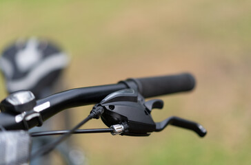 Bicycle speed switch.The brake handle on the bike.