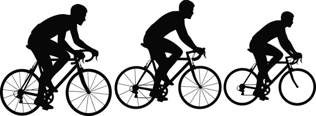 Obraz premium Cyclists silhouette montage
