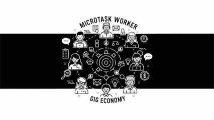 Obraz premium Microtask Worker Gig Economy Concept Illustration.