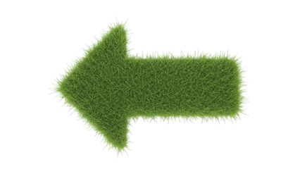 A large green grassy arrow points to the right on a white background indicating direction.