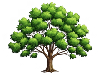 Illustrated tree isolated on transparent background