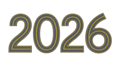 Asphalt Road Style 2026 Number - Highway Texture Typography