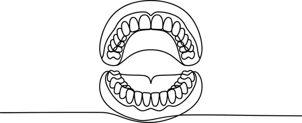 Black and white of teeth with braces dental orthodontics
