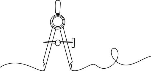 Black and white compass tool with a string on a white background