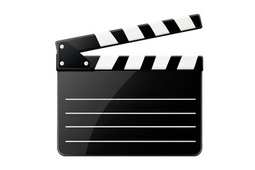Fototapeta premium Clapperboard used in film production sits on a plain background ready for action during movie shooting