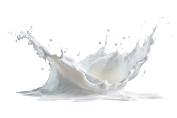 Splash of milk created by falling object captured against a white background in a studio setting during daytime