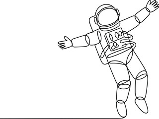 Astronaut Floating in Space with Arms Outstretched