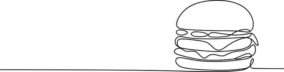 Minimalist Line of a Burger on a Plate line food sandwich