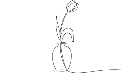 Minimalist Line of a Tulip in a Vase line minimalist