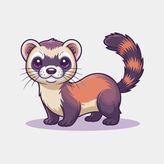 Obraz premium A cute and vibrant ferret character showcasing a friendly expression, designed in a playful style, reflecting charm and appeal, perfect for children’s media and merchandise.
