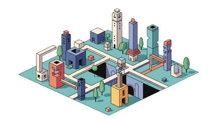 Obraz premium Aerial view of a futuristic cityscape with modern architecture and infrastructure