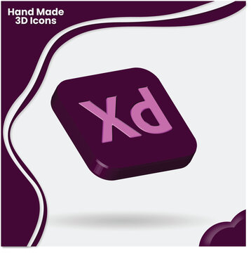 3D Glossy Maroon Adobe XD 'Xd' Icon Vector Graphic - Modern UI/UX Prototyping and Design Software Symbol for App Interface