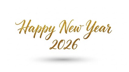 Happy New Year 2026, bold festive typography, isolated on clean background, premium gold style, high resolution