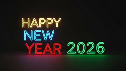 Happy New Year 2026, bold festive typography, isolated on clean background, premium gold style, high resolution