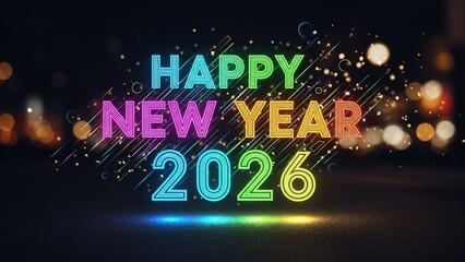 Happy New Year 2026, bold festive typography, isolated on clean background, premium gold style, high resolution