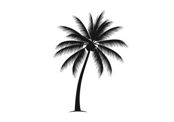Obraz premium Vector illustration of a palm tree swaying in the breeze, tropical theme, clean vector outlines, clipart style vector