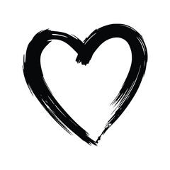Black heart brushes logo featuring bold hand-painted brush strokes, silhouette love symbols