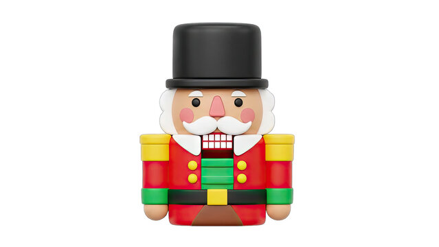Festive Nutcracker Soldier in 3D Render on White Background